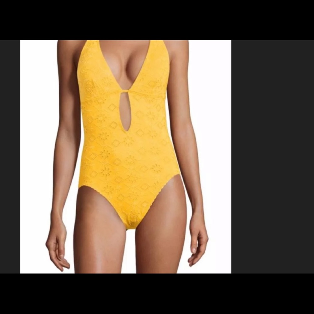 Kate SPADE NY HALF MOON BAY EYELET HALTER SWIMSUIT